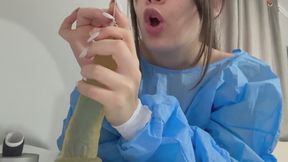 Evil Doctor Woman She wears a blue coat and likes to circumcise her patient's cock and sew it back together with a thread,