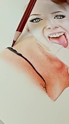 Erotic Art Or Drawing Portrait of Angela White as Sexy Desi Wife Sucking A Big White Dick   Clip 1