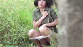 Asian babe caught pissing