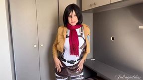 Wet & Naughty POV Blowjob - Mikasa deep gullet & reveals hefty natural tits