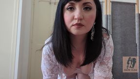 pov edging blowjob in white lingerie & stockings and cum in mouth - dame olga 4k (719)