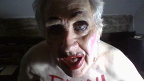 Rancid old fag  femboy Sarah, wanks her clit and fucks herself with a 9 inch dildo