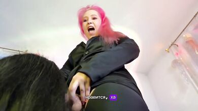 Amateur Cuckold Dirtied by BBC while Lesbian Strapon Mistress Screams