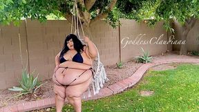 Hot, Bossy Fat Girl in Tiny Bikini breaks Swing & Shows off