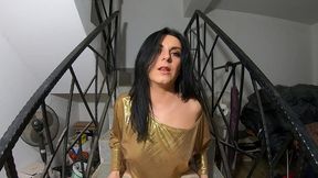 golden climax on the stairs – wet fingers & loud moans 244