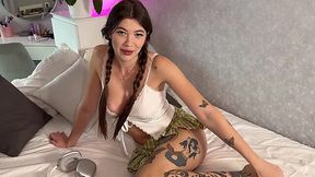 Horny Neighbor Catches Busty Babe Flashing Pussy on Bed And Fucked Her