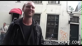 Lucky fellow gets his dick sucked hard by an amsterdam hooker