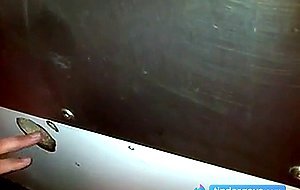 Glory hole cock sucking with cum swallow..