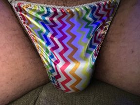 Rainbow Satin Thong Play
