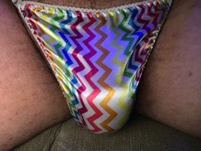 Rainbow Satin Thong Play