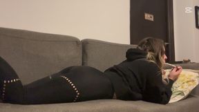 Muffled Farts in Yoga Pants on Couch