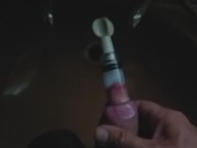 Using a clit sucker to suck the cum out of my dick