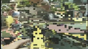 Redhead slut fuck two cock on tennis court as sexy blonde watches then joins in