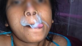 Desi Bhabhi Eating Cum Cum in Mouth Cum in Nose Cum in Eye Cum in Face