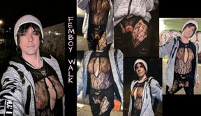FemBoy - My first walk as a Ladyboy with breasts and a vagina