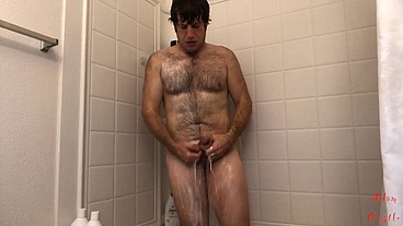 Guy Manscapes, Takes Shower, & JO 2 Cum
