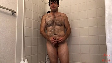 Guy Manscapes, Takes Shower, & JO 2 Cum