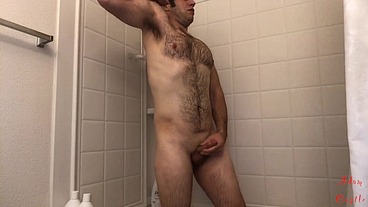 Guy Manscapes, Takes Shower, & JO 2 Cum