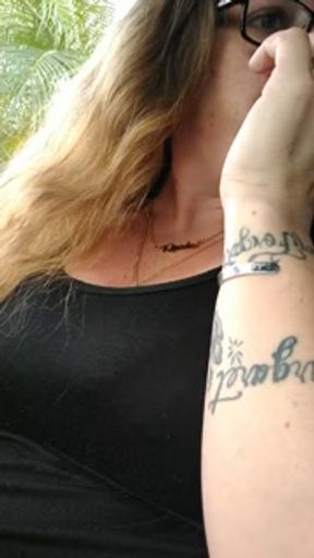 Nerdy Milf Smoking Cigarettes In Truck