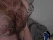 Scruffy armature shoots his load while keeping quiet