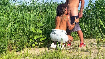 Trip to the river turns into sex with nudists masturbating while watching us