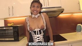 Boss drills his Filipina maid and fills her young pussy with cum