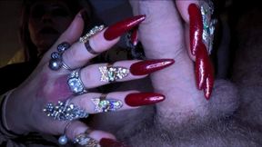 cock rub with extreme long red glitter fingernails - full clip - (1280x720*mp4)