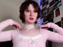 Cute curly brunette solo webcam masturbation