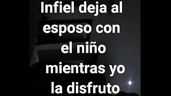 infiel gozando mientras su esposo cuida el