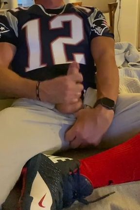 Jockdad87 Shoots a Load of Cum in His Football Gear