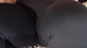Curvy BBW enjoys ripped leggings solo play with Asian vibes