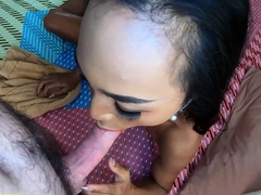 Perfect skin Asian ladyboy BJ and anal