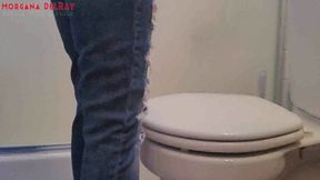 Side View Toilet Use In Ripped Jeans wmv