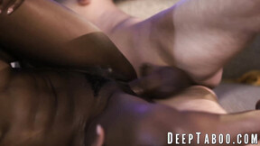 Black beautiful babe Nicole Kitt gets a free ride to Donny Sins huge penis