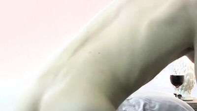 Cute and skinny twink fingers his ass while jerking off solo
