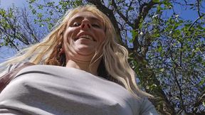 Petite Blonde Gets Massive Outdoor Facial