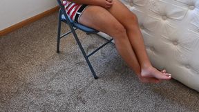 Foot smothering with ballbusting by hand with Dylan (1080)