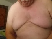 Disgusting old mans pours piss all over his hair and face