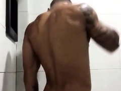 black guy shower with his giant cock