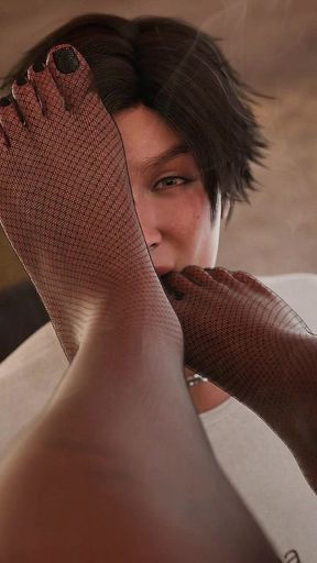 Leo Sucking His Shemale Stepmom Foot In Living Room   Clip 1