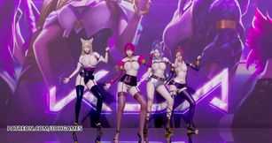 Black Pink - How you like that striptease, Ahri, Akali, Evelynn, Kaisa, 3d erotic dance