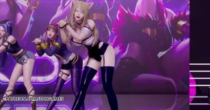 Black Pink - How you like that striptease, Ahri, Akali, Evelynn, Kaisa, 3d erotic dance