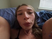 19 year old tinder slut eats creampie from her own pussy
