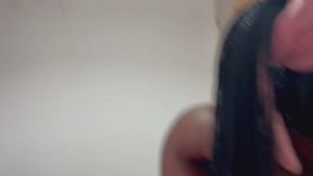 Ebony D braids BJ Cumshot