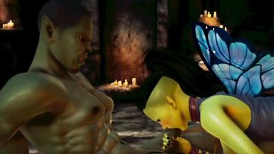 Tiny cartoon Orc girl gets ravaged by a massive orc in hardcore action
