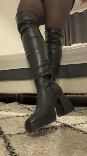 I take off my thigh-high boots