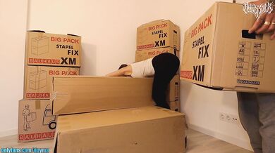 Big booty girl next door fucks the mover in tight yoga pants