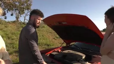 Two Tgirl Hitchhikers Get Bareback Fucked By A Stranger