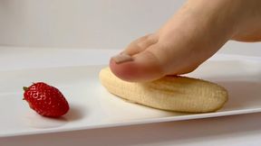 Strawberry and banana stomp with bare feet