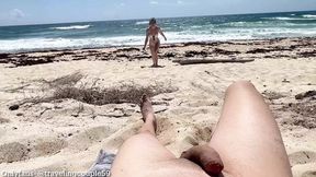 Dirty beach encounter: Nude teens get freaky on sandy shores.